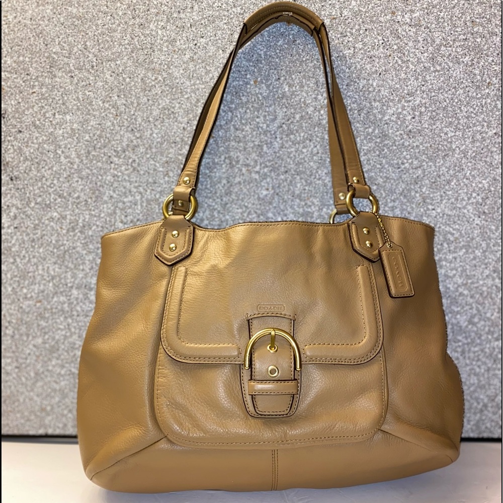 Coach Campbell Belle Camel Leather Shoulder Bag Tote